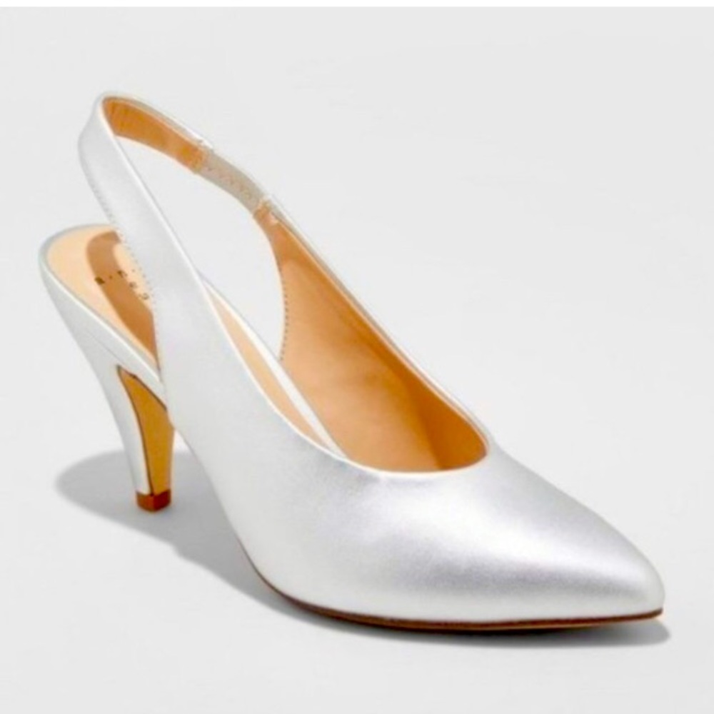 Silver heels, new.